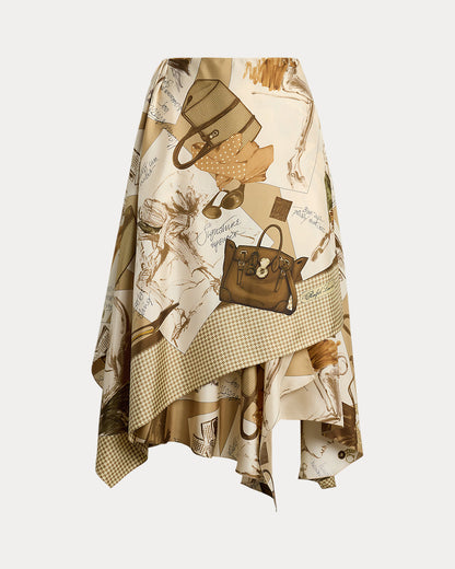 Ralph Lauren Glenn DiaryPrint Silk Twill Skirt