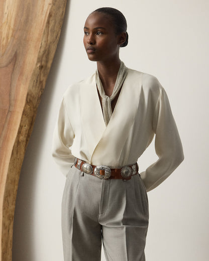 Ralph Lauren Liora Silk Marocaine Wrap Blouse