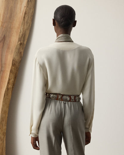 Ralph Lauren Liora Silk Marocaine Wrap Blouse