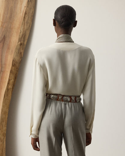 Ralph Lauren Liora Silk Marocaine Wrap Blouse