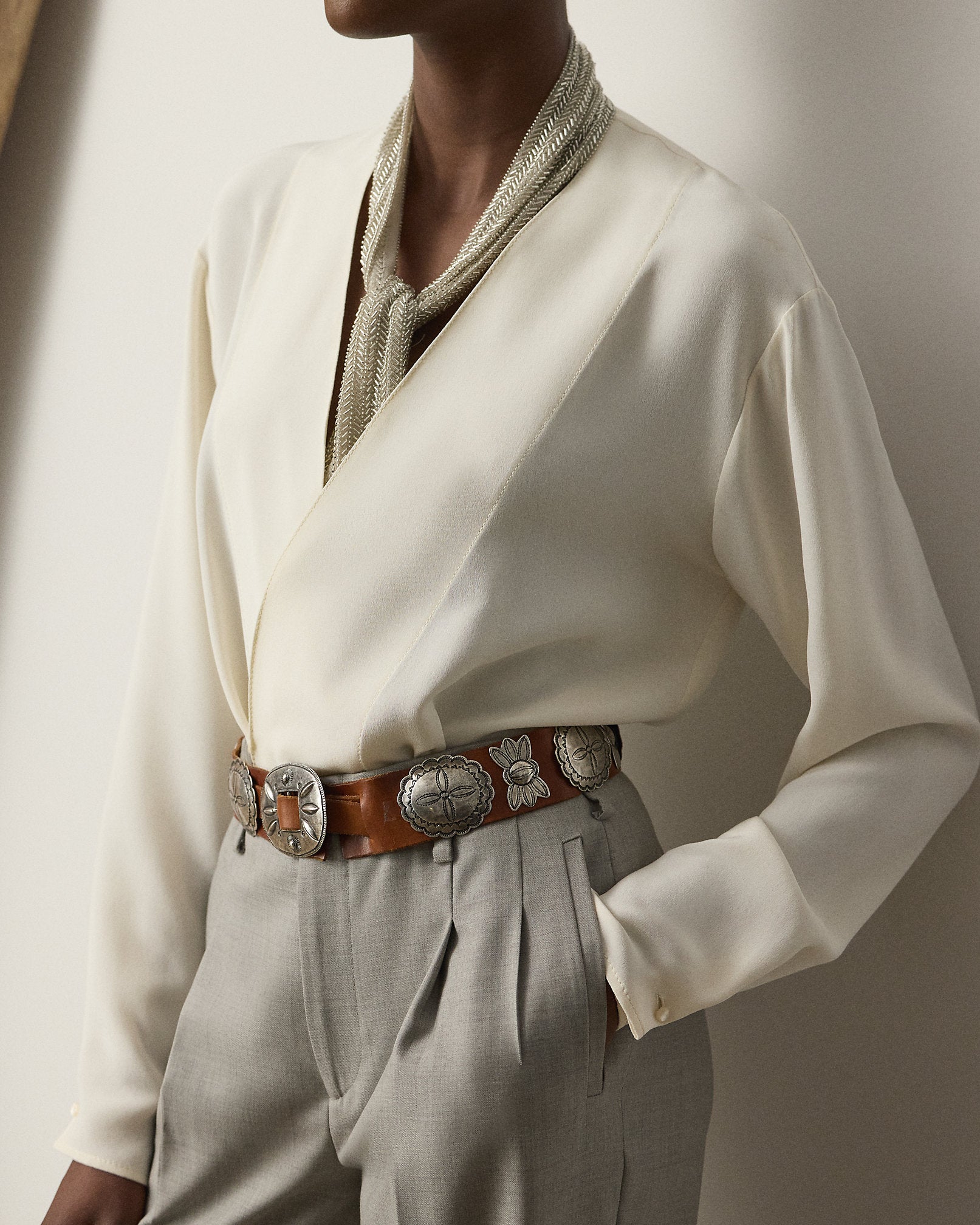 Ralph Lauren Liora Silk Marocaine Wrap Blouse