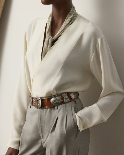 Ralph Lauren Liora Silk Marocaine Wrap Blouse