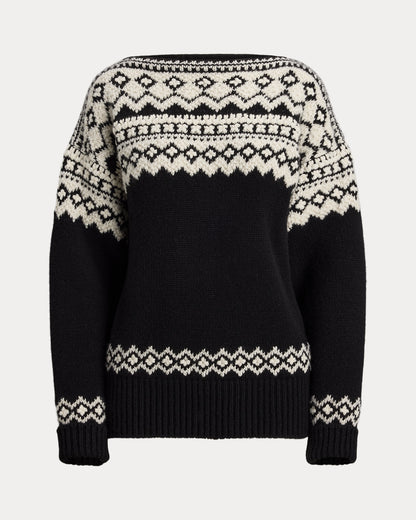 Ralph Lauren Cashmere Jacquard Boatneck Sweater