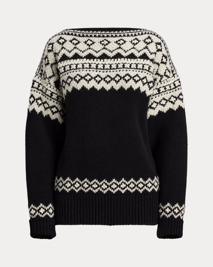 Ralph Lauren Cashmere Jacquard Boatneck Sweater