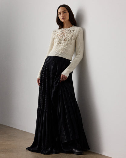 Ralph Lauren Embroidered Cashmere Cropped Sweater