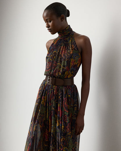 Ralph Lauren Kylee Paisley Crinkle Chiffon Day Dress