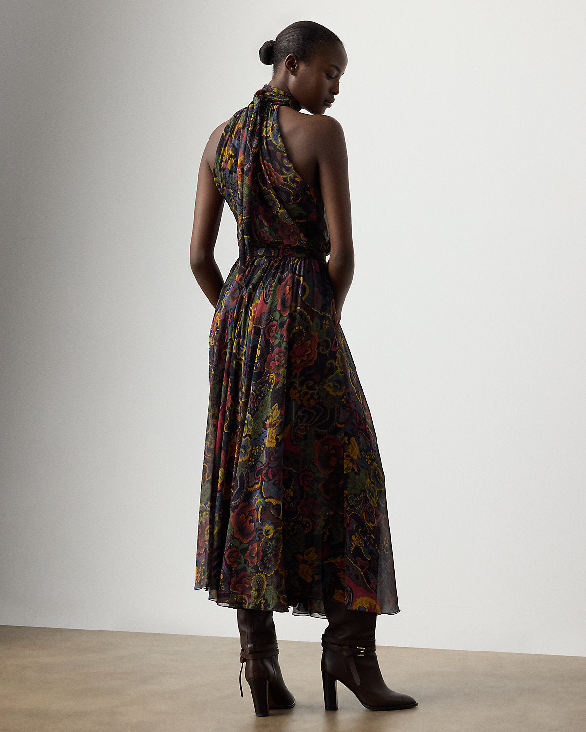 Ralph Lauren Kylee Paisley Crinkle Chiffon Day Dress