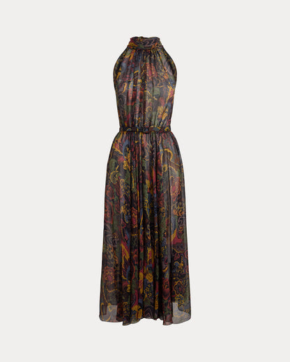 Ralph Lauren Kylee Paisley Crinkle Chiffon Day Dress