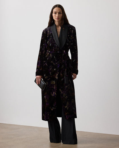 Ralph Lauren Emmit Embellished Floral Velvet Coat