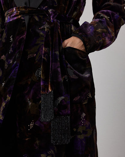 Ralph Lauren Emmit Embellished Floral Velvet Coat