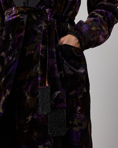 Ralph Lauren Emmit Embellished Floral Velvet Coat