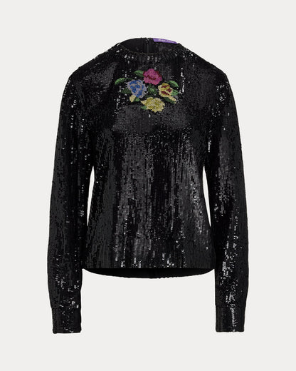 Ralph Lauren Sharon Embellished Tulle Top