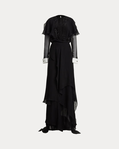 Ralph Lauren Emala Silk Chiffon Evening Dress