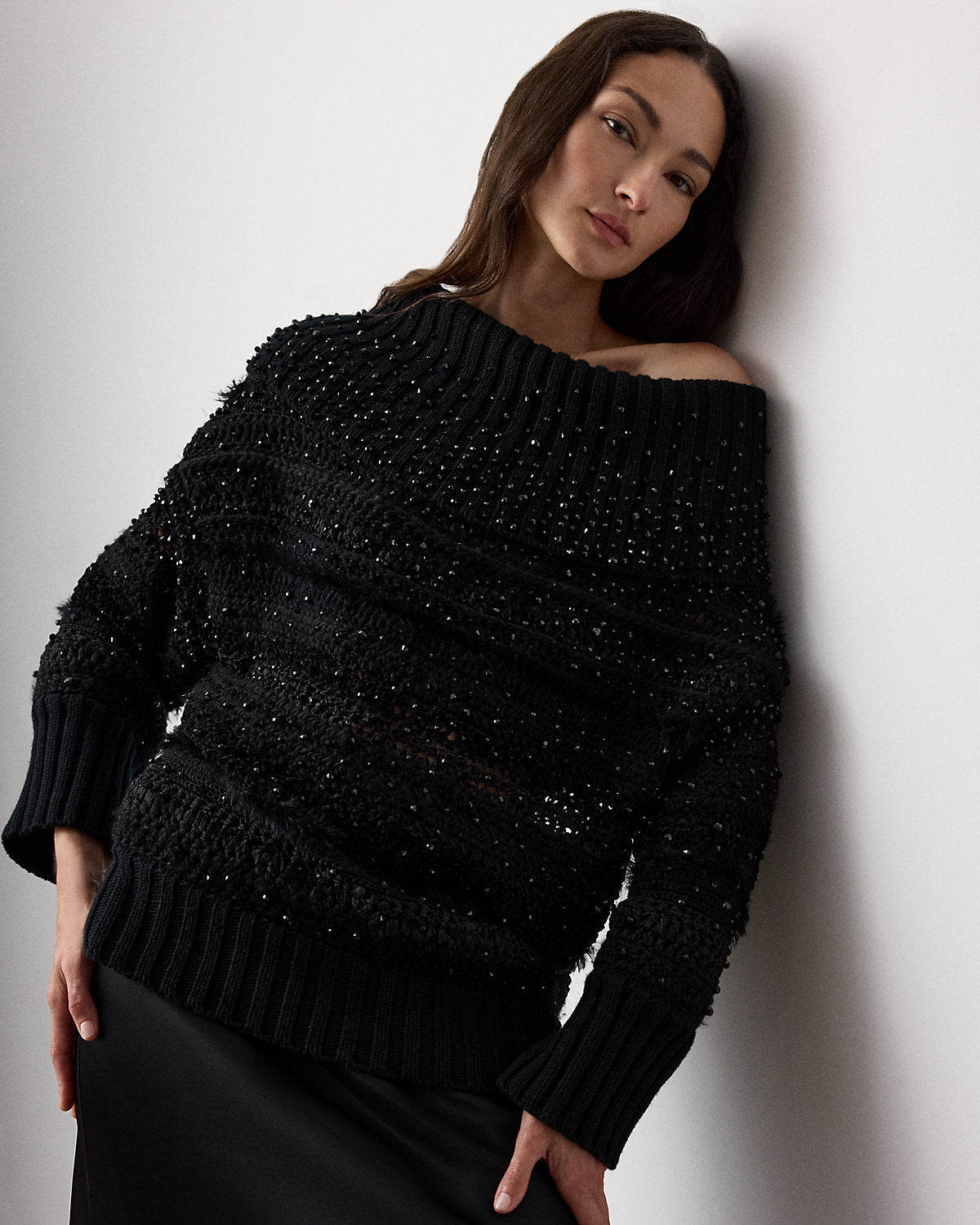 Ralph Lauren Embellished OfftheShoulder Sweater