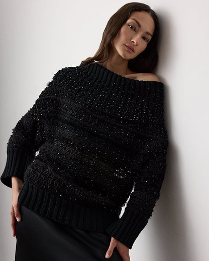 Ralph Lauren Embellished OfftheShoulder Sweater