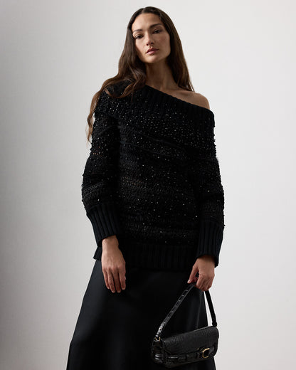 Ralph Lauren Embellished OfftheShoulder Sweater