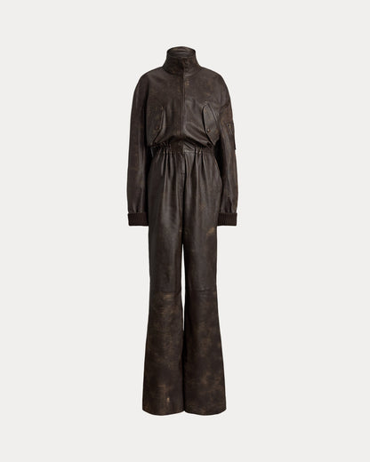 Ralph Lauren Vaughn Distressed Lambskin Jumpsuit