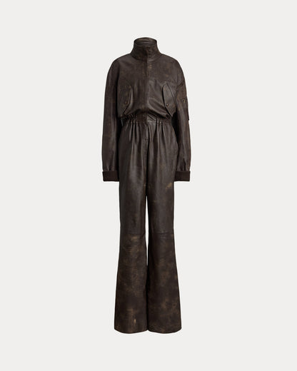 Ralph Lauren Vaughn Distressed Lambskin Jumpsuit