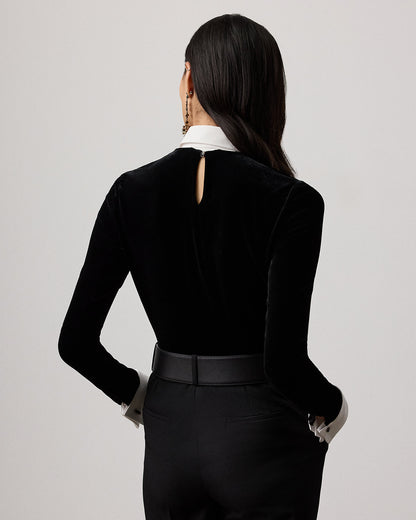 Ralph Lauren Missy Embellished Velvet Shirt