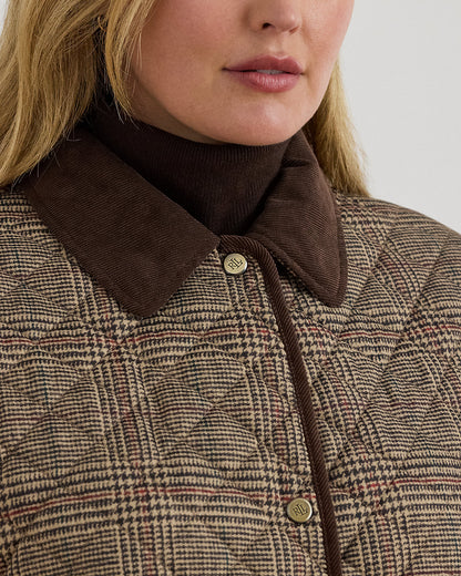 Ralph Lauren Glen Plaid CorduroyTrim Quilted Jacket