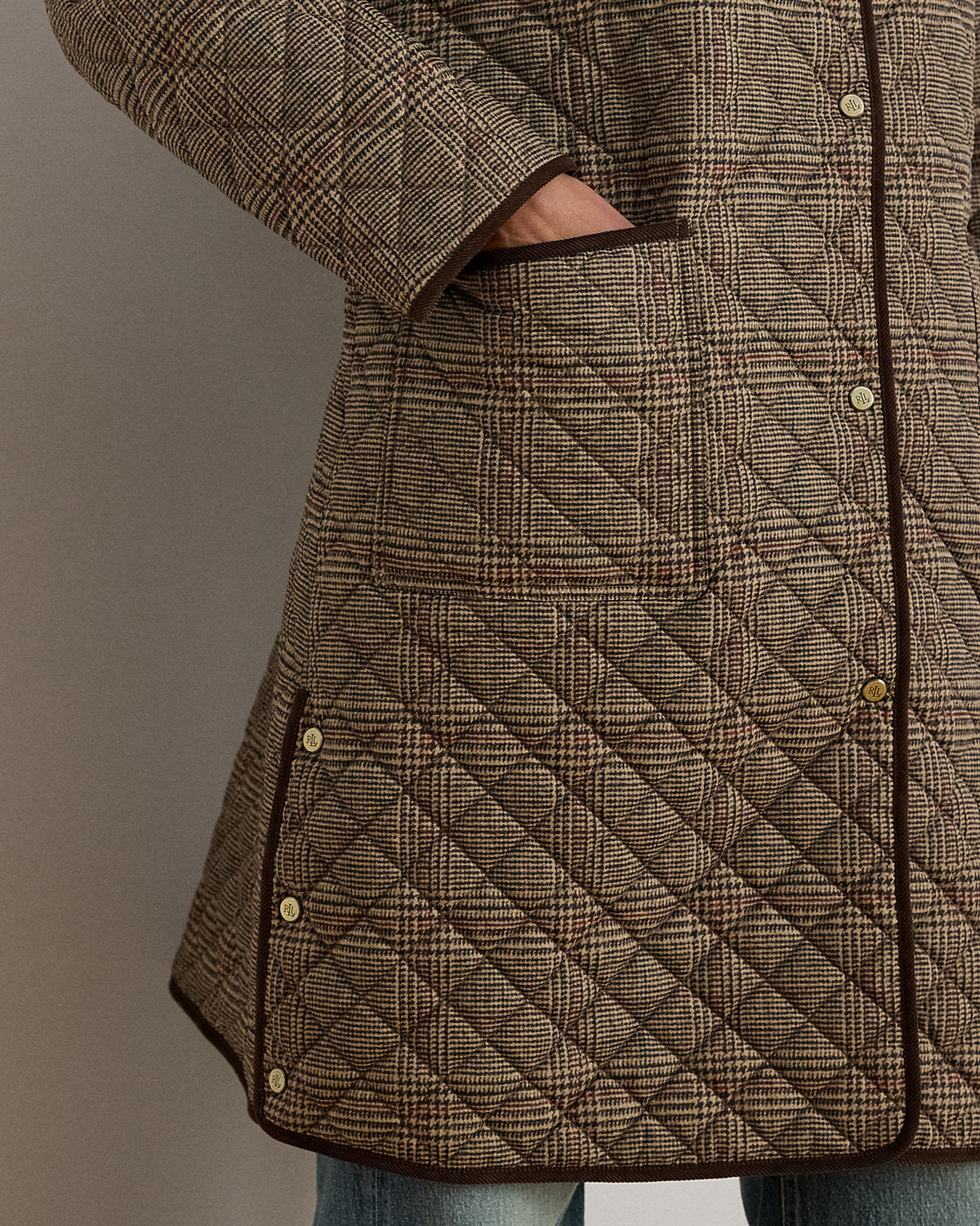 Ralph Lauren Glen Plaid CorduroyTrim Quilted Jacket