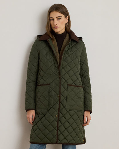 Ralph Lauren CorduroyTrim DiamondQuilted Coat