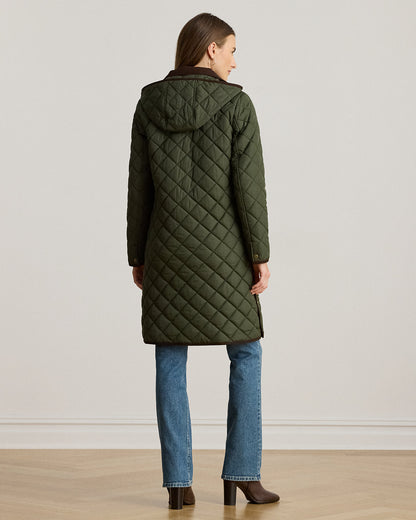 Ralph Lauren CorduroyTrim DiamondQuilted Coat
