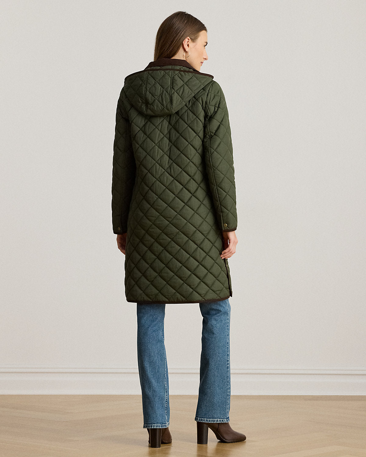 Ralph Lauren CorduroyTrim DiamondQuilted Coat
