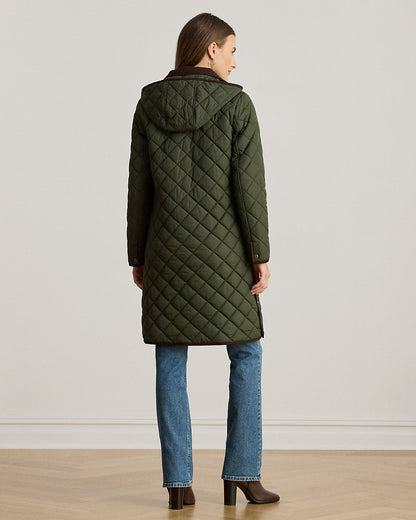 Ralph Lauren CorduroyTrim DiamondQuilted Coat