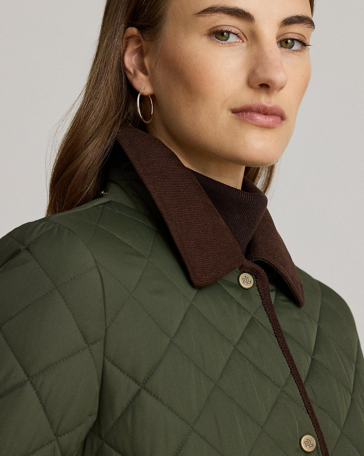 Ralph Lauren CorduroyTrim DiamondQuilted Coat