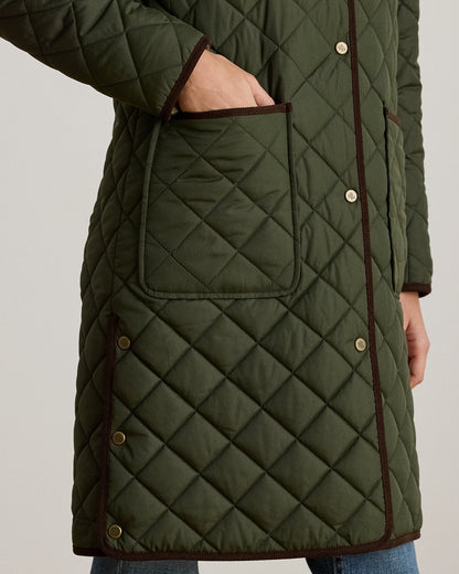 Ralph Lauren CorduroyTrim DiamondQuilted Coat