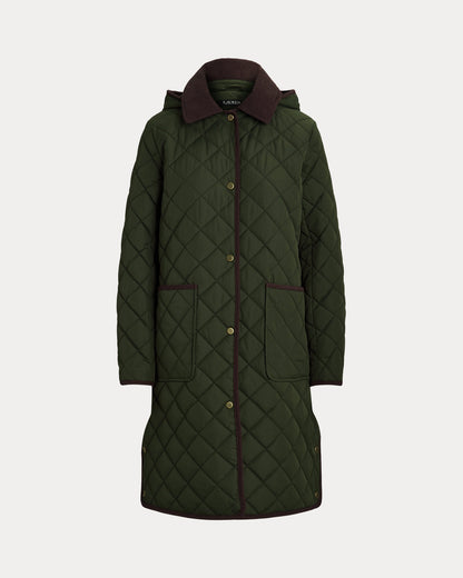 Ralph Lauren CorduroyTrim DiamondQuilted Coat