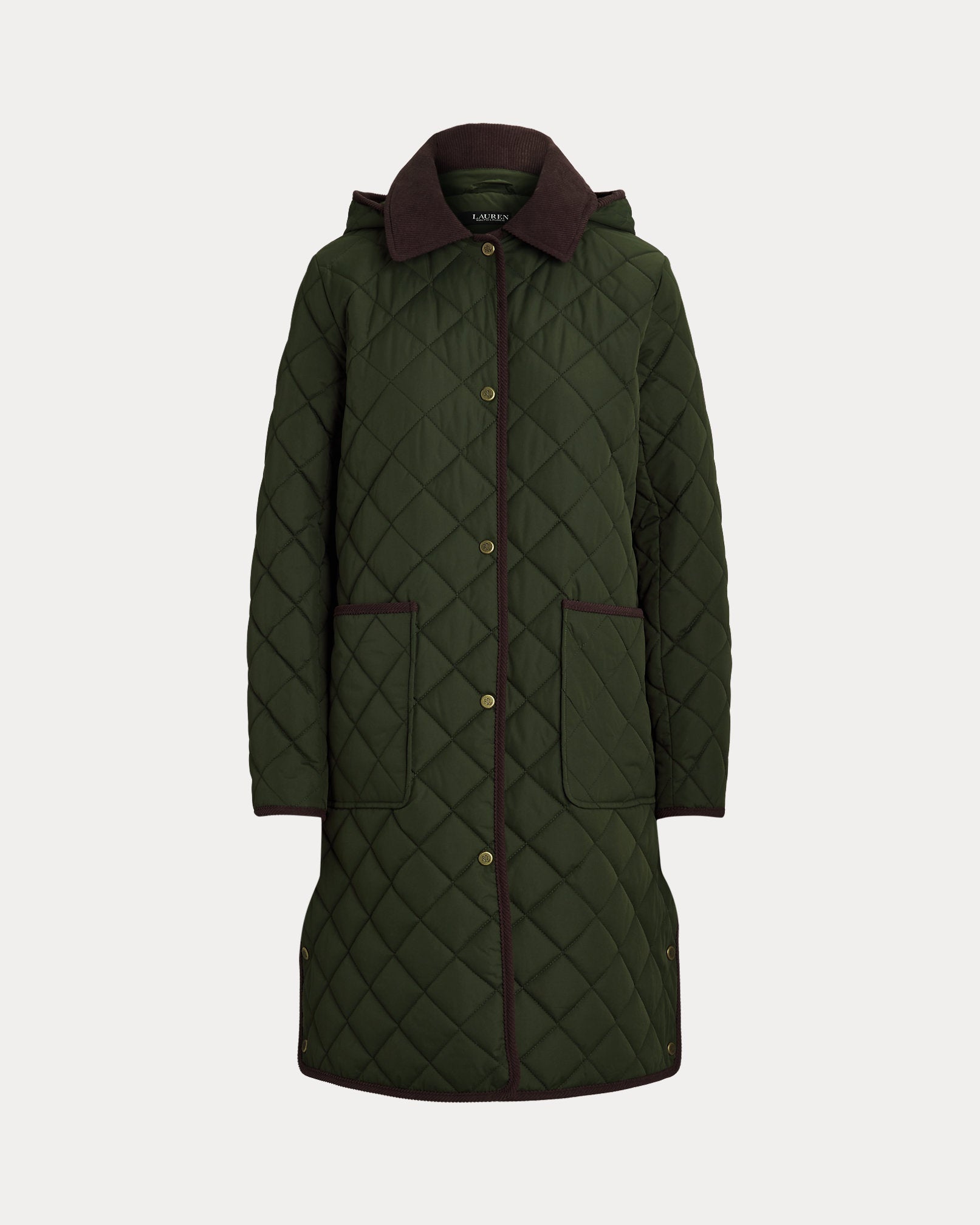 Ralph Lauren CorduroyTrim DiamondQuilted Coat