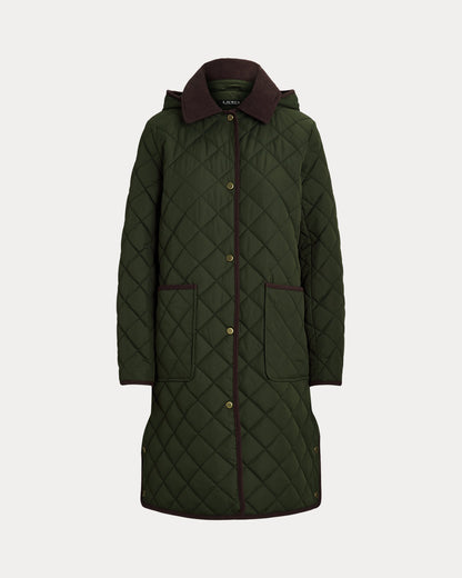 Ralph Lauren CorduroyTrim DiamondQuilted Coat