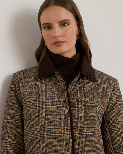 Ralph Lauren Glen Plaid CorduroyTrim Quilted Jacket
