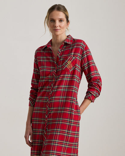 Ralph Lauren Plaid Brushed Twill Long Sleep Shirt