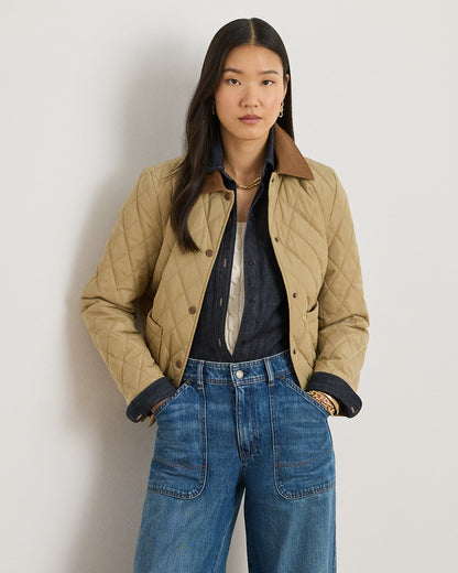 Ralph Lauren TwillTrim DiamondQuilted Barn Jacket