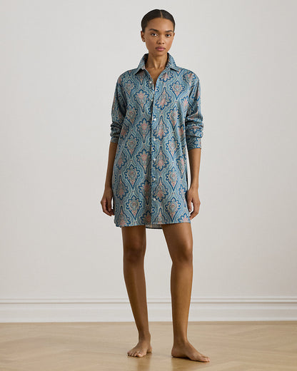 Ralph Lauren Paisley CottonBlendSateen Sleep Shirt