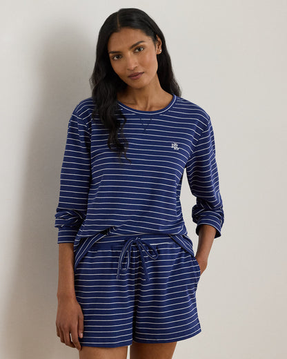 Ralph Lauren Striped French Terry Boxer Pajama Set