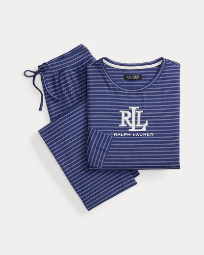 Ralph Lauren Striped CottonBlend Interlock PJ Set