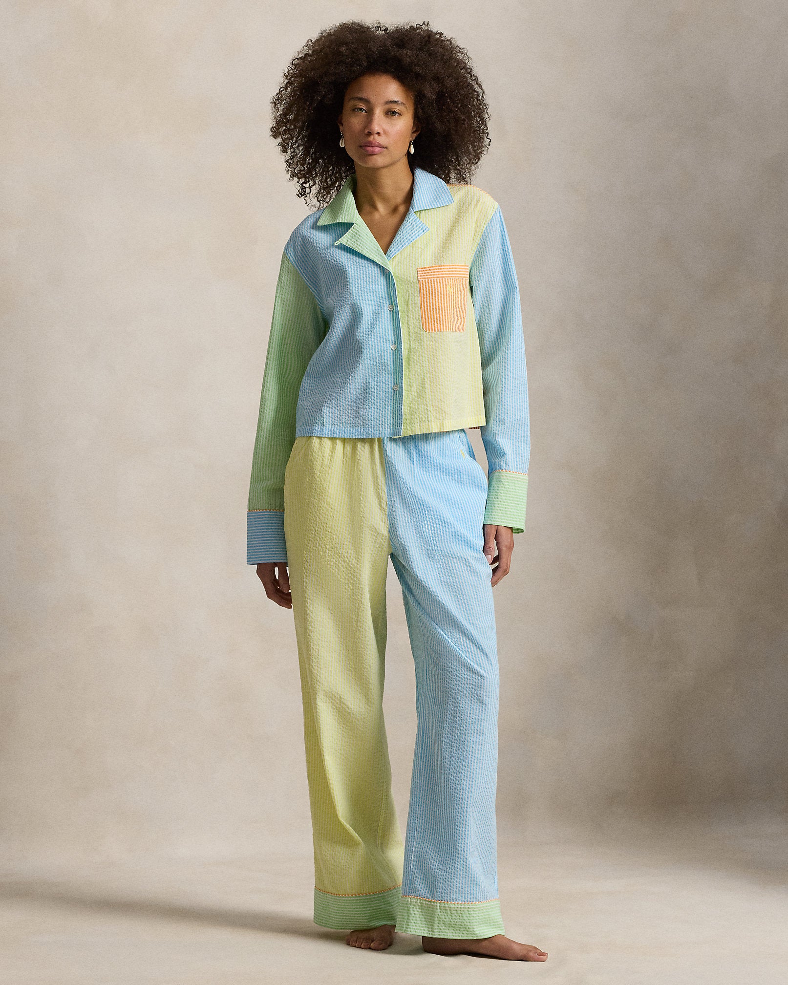 Ralph Lauren ColorBlocked Seersucker Pajama Set
