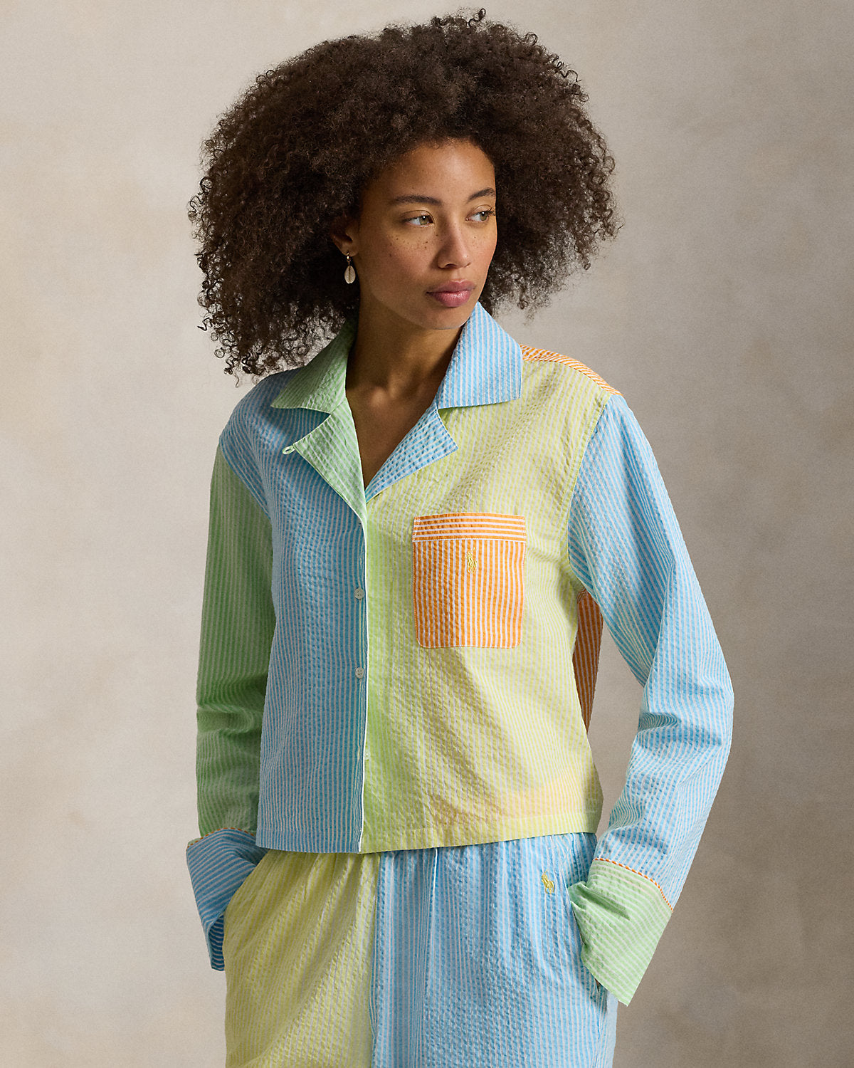 Ralph Lauren ColorBlocked Seersucker Pajama Set
