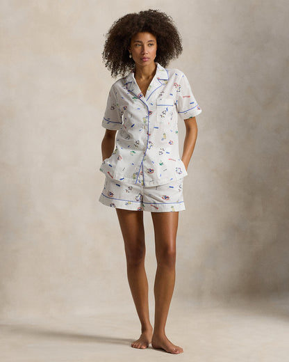 Ralph Lauren Print Cotton Shirt Short Pajama Set