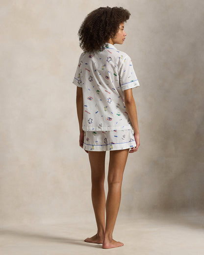 Ralph Lauren Print Cotton Shirt Short Pajama Set