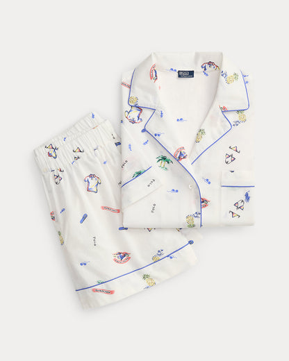 Ralph Lauren Print Cotton Shirt Short Pajama Set