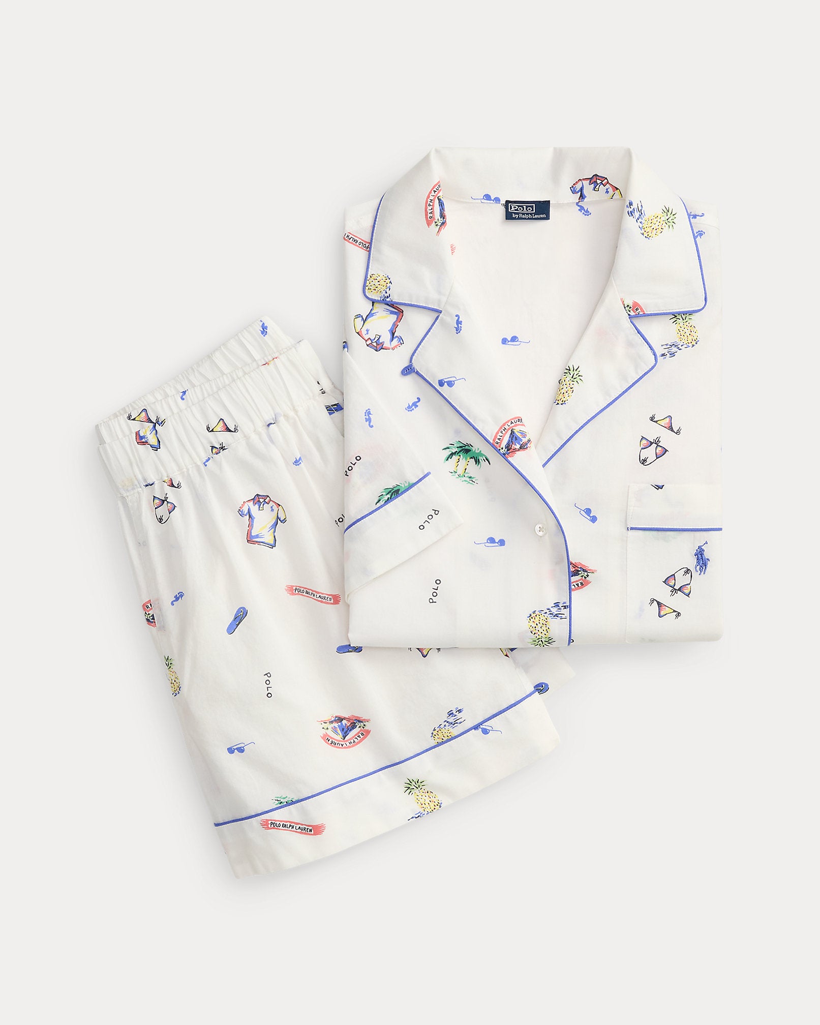 Ralph Lauren Print Cotton Shirt Short Pajama Set