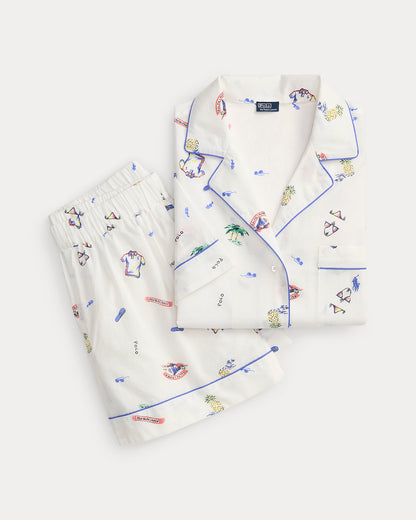 Ralph Lauren Print Cotton Shirt Short Pajama Set