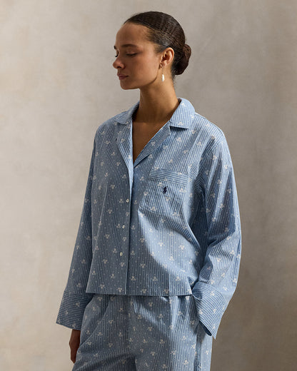 Ralph Lauren FloralStripe Poplin LongSleeve PJ Set