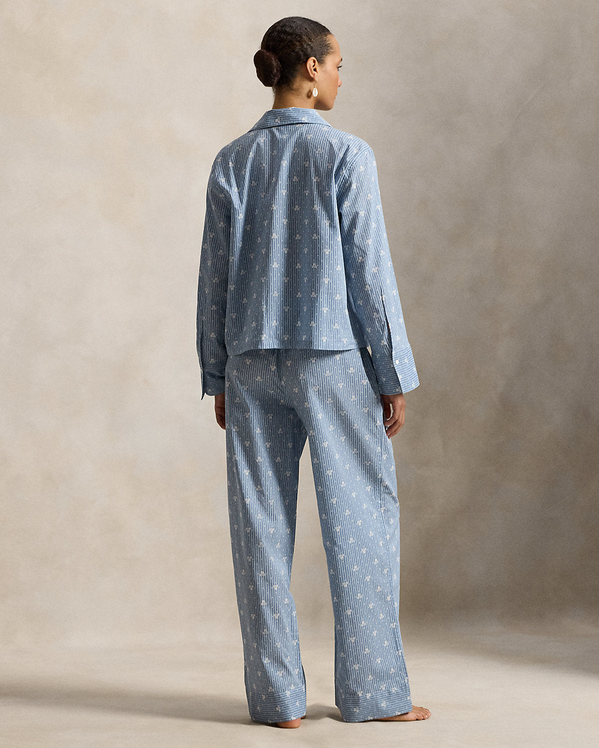 Ralph Lauren FloralStripe Poplin LongSleeve PJ Set