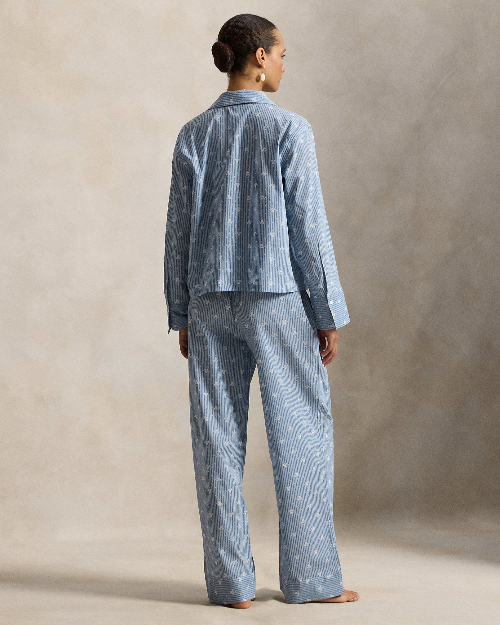 Ralph Lauren FloralStripe Poplin LongSleeve PJ Set